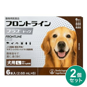 【動物用医薬品】 【2個セット】 フロントライン 犬用 L 20〜40kg未満 6本入 ノミ 蚤 ダニ ハジラミ 駆除剤 駆除液 動物用 ペット用 医薬品 中型犬 大型犬 フロントラインプラスドッグ(代引不可