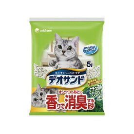 猫砂 石 鉱物 ユニチャーム デオサンド オシッコのあとに香りで消臭する砂 ナチュラルグリーンの香り 5L 固まる 消臭 ベントナイト 猫トイレ トイレ砂 日本製 国産 ユニ・チャーム