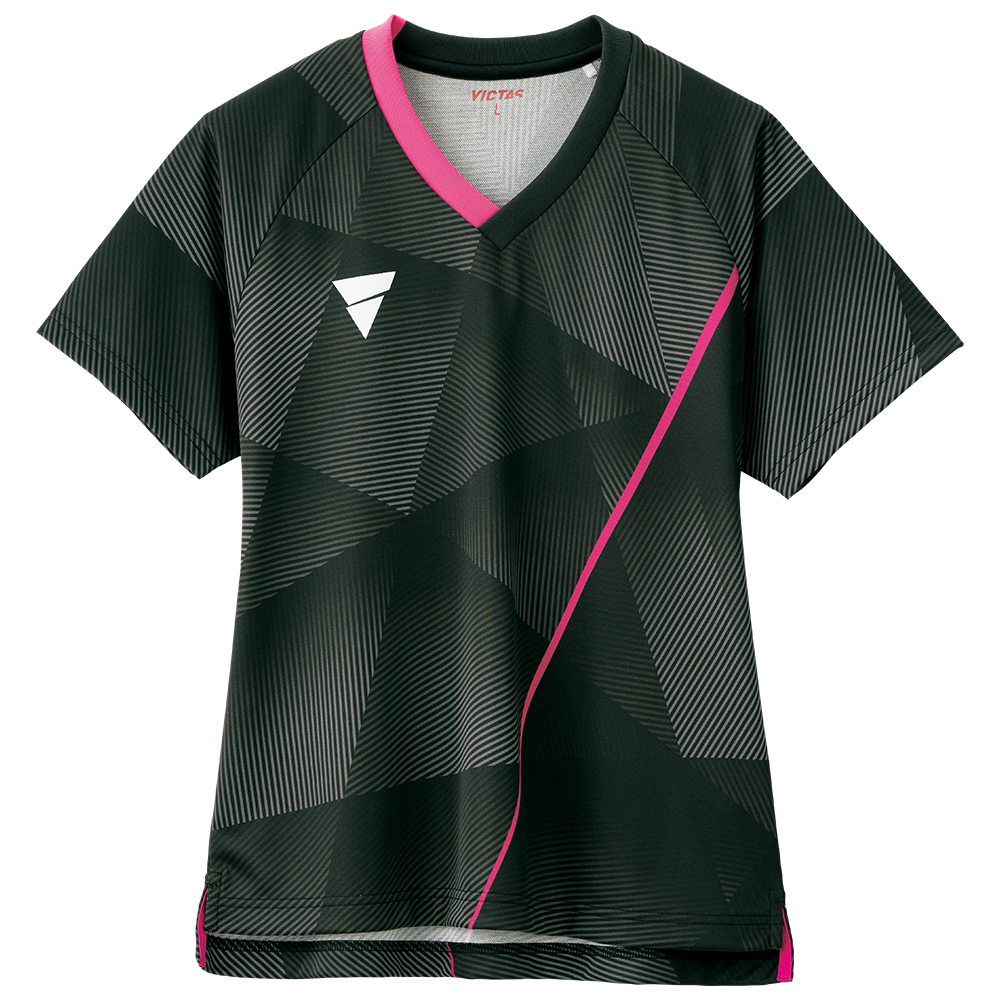 送料無料 新版 VICTAS 卓球ゲームシャツ V-LGS201 レディース用 カラー ブラック 卓球 031485 有名人芸能人