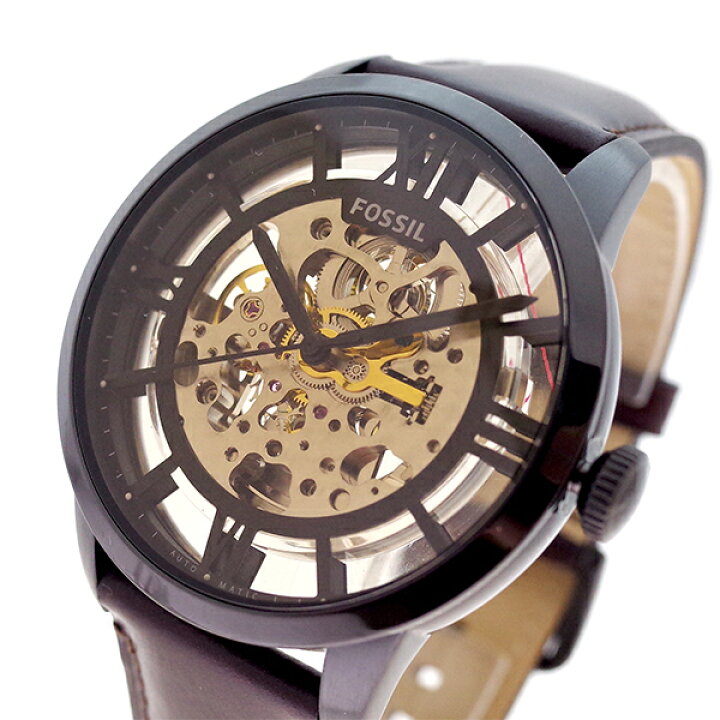 楽天市場 フォッシル Fossil 腕時計 メンズ レディース Me3098 タウンズマン Townsman 自動巻き ブラック スケルトン ブラウン 送料無料 リコメン堂ファッション館