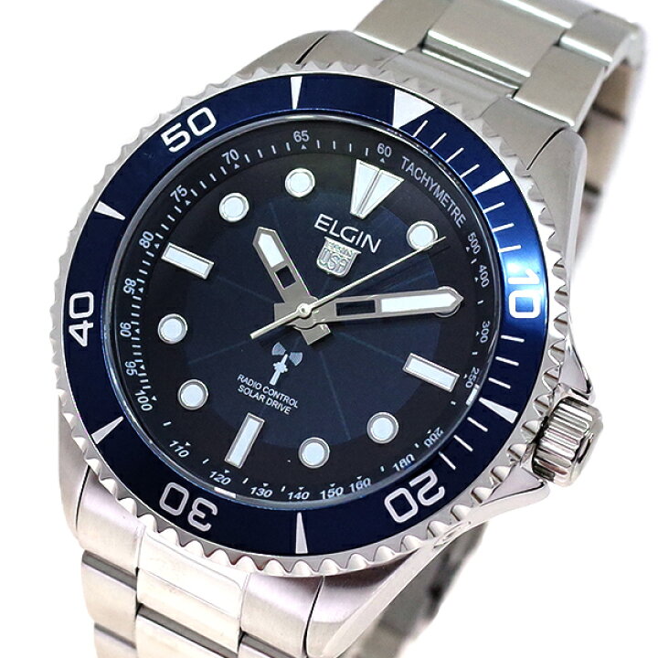 楽天市場 エルジン Elgin 電波ソーラー 腕時計 メンズ Fk1427s Blp クォーツ ネイビー シルバー 送料無料 リコメン堂ファッション館