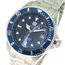 エルジン ELGIN 腕時計 ソーラーダイバーズ メンズ FK1426S BL2 クォーツ ブラック シルバー【送料無料】