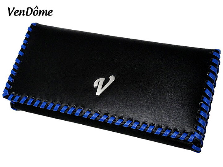 楽天市場】VenDome バイカラーステッチ 長財布 FA-1153 黒×青ステッチ 