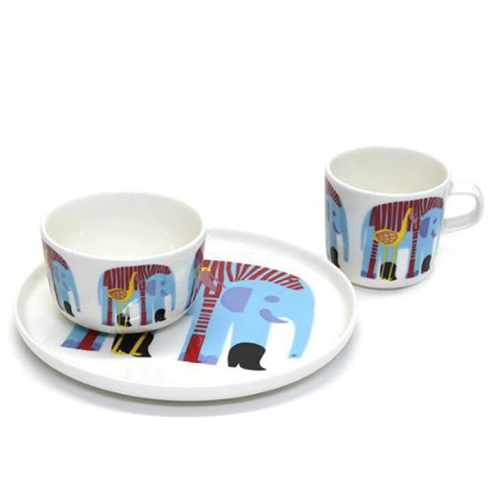 楽天市場】マリメッコ KARKUTEILLA KIDS SET 動物柄 キッズ用食器3点 
