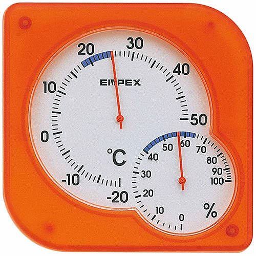 EMPEX (エンペックス) 温度・湿度計 シュクレmidi 置き掛け兼用 TM-5604 クリアオレンジ
