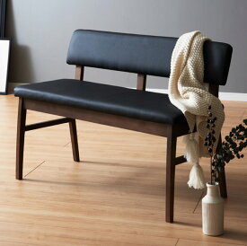 ダイニングベンチ 背もたれ付き 幅100 ベンチ おしゃれ 木製 合皮 PVC ブラック 黒 モダン chair(代引不可)【送料無料】