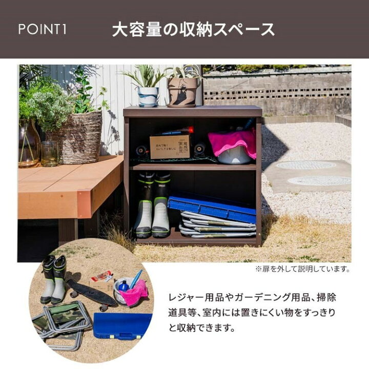 楽天市場】屋外物置 扉付き スチールストレージ 小型物置 幅80cm 鍵 
