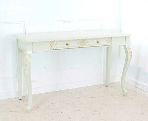 アンティーク調デスク 猫脚プリンセスシリーズ PCデスク ライティングデスク ドレッサー机 鏡台 ホワイトウッド アイボリー 姫系(代引不可)【送料無料】【smtb-f】