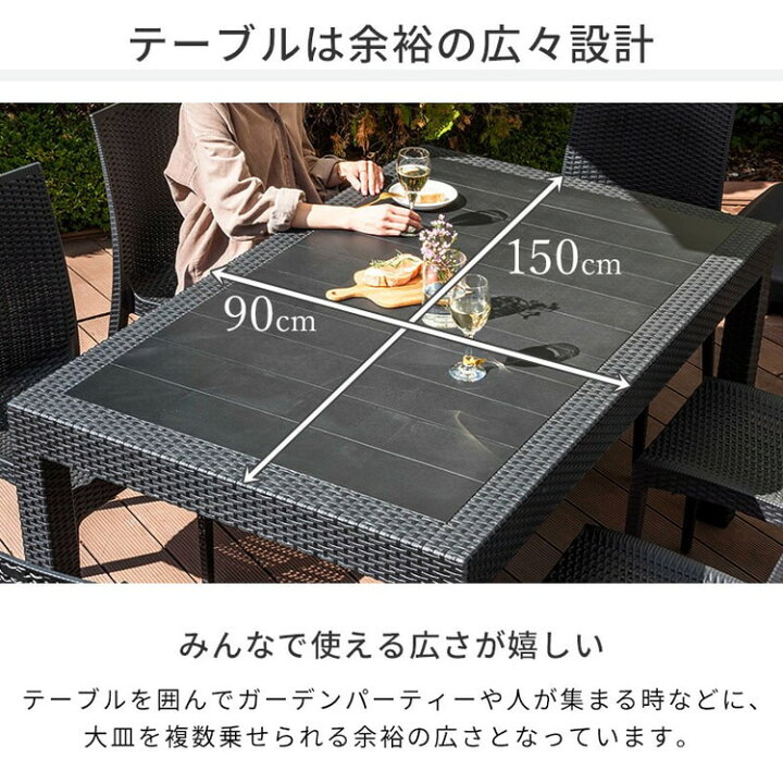 楽天市場】ラタン調 ガーデンテーブル 幅150cm ピクシス 単品 長方形 