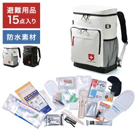 リュックサック 防災セット15点 緊急持ち出し 災害対策 避難用品 非常用 持ち運びやすい 軽量設計 防水素材 多機能収納 PCポケット 仕分けスペース 給水袋 車載用 玄関常備 職場備蓄 防災ギフト(代引不可)【送料無料】