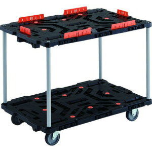 TRUSCO トラスコ 連結式樹脂製2段台車 ビートル 900X600 自在3輪 柵付 ハンドルナシ BT920KJ3E100(代引不可)【送料無料】