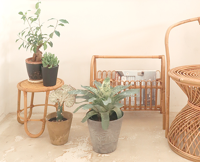 プランター棚 フラワースタンド ラタンの棚 鉢植え置き 花台 昭和