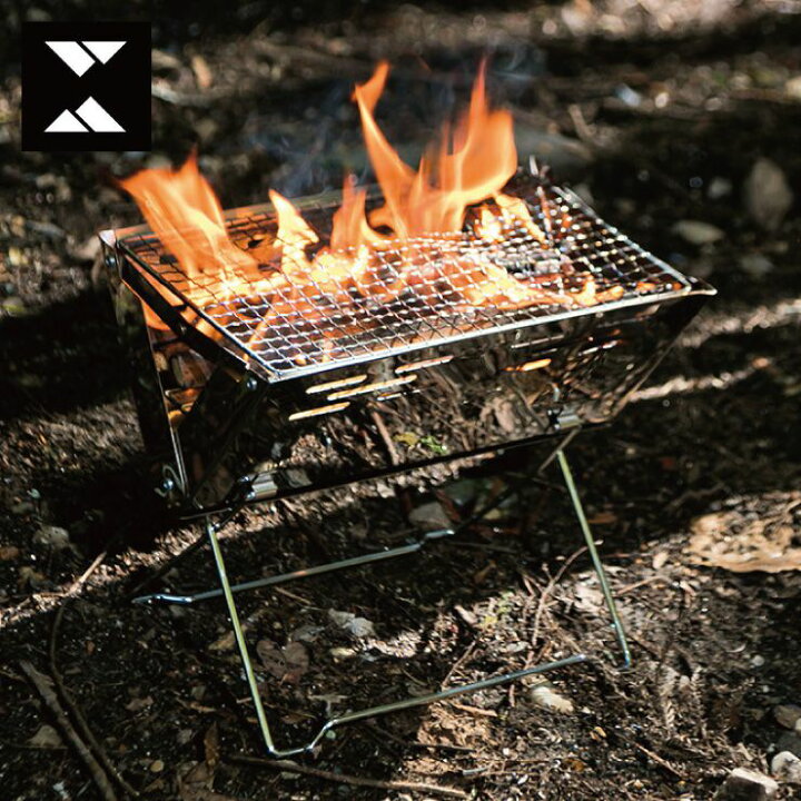 楽天市場 Un Usual アニュージュアル ステンレスコンパクトグリル 1 2人用 V型 qコンロ バーベキューコンロ ソロキャンプ ツーリング 送料無料 リコメン堂インテリア館