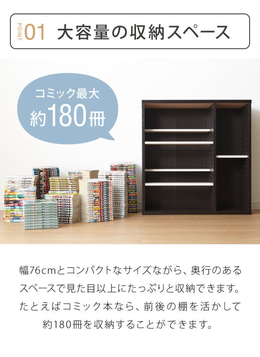 楽天市場】ラック 木製 棚 収納 本棚 大容量 薄型 おしゃれ コミック 