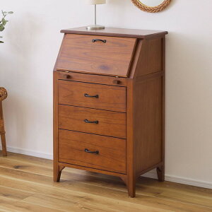 デスク ライティングデスク ミンディ材 天然木 アンティーク スリム 省スペース 小さめ 黒アイアン ブラウン 収納 引き出し付き おしゃれ 模様替え(代引不可)【送料無料】