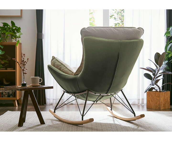 楽天市場 ロッキングチェア オットマン セット リラックス 1人掛け クッション付 レザー 天然木 ブラウン グリーン おしゃれ 北欧 ナチュラル パーソナルチェア リラックスチェア ハイバック スツール 足置き 送料無料 リコメン堂インテリア館