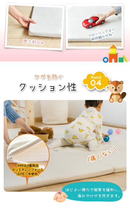 楽天市場】プレイマット ベビー 折りたたみ 200×250 厚さ3cm 防音 撥水 