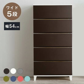 選べる7色 日本製 収納ケース チェスト 幅54cm ワイド5段 ルームス シェード ROOM'S shade リビングチェスト サニタリー 収納ボックス 衣装ケース タンス クローゼット 押入れ 押し入れ サンカ(代引不可)【送料無料】