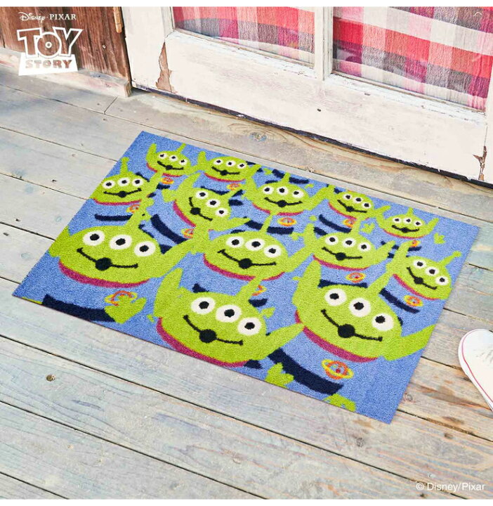 楽天市場 リトルグリーンメン エイリアン 50x75cm マット 玄関マット エントランスマット ディズニー キャラクター かわいい 青 緑 代引不可 送料無料 リコメン堂インテリア館