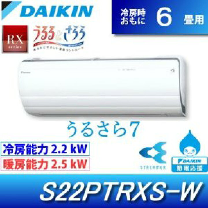 楽天市場】DAIKIN ダイキン エアコン うるさら7 RXシリーズ S22PTRXS-W 