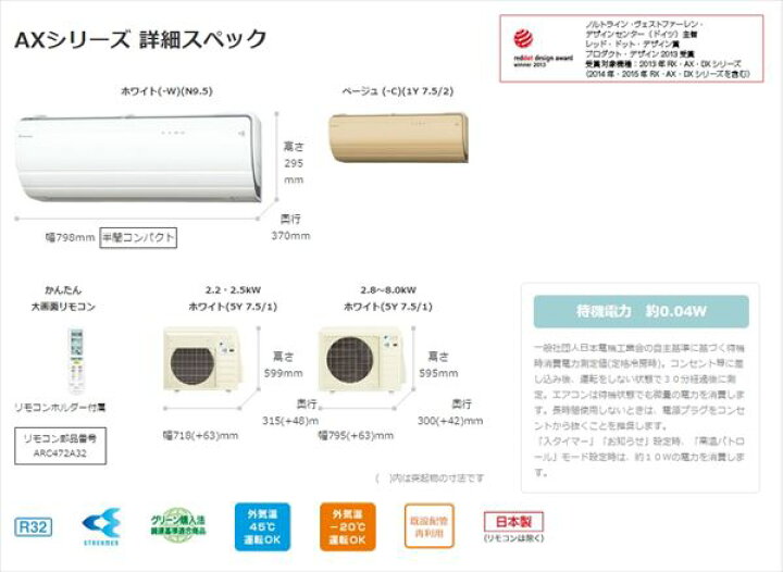 楽天市場】DAIKIN/ダイキン 【2015年最新モデル】ルームエアコン 【AX  