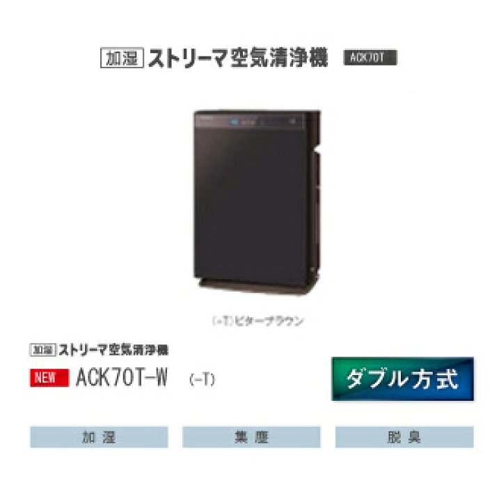 楽天市場】ダイキン 加湿ストリーマ空気清浄機 ACK70T-T ビター 