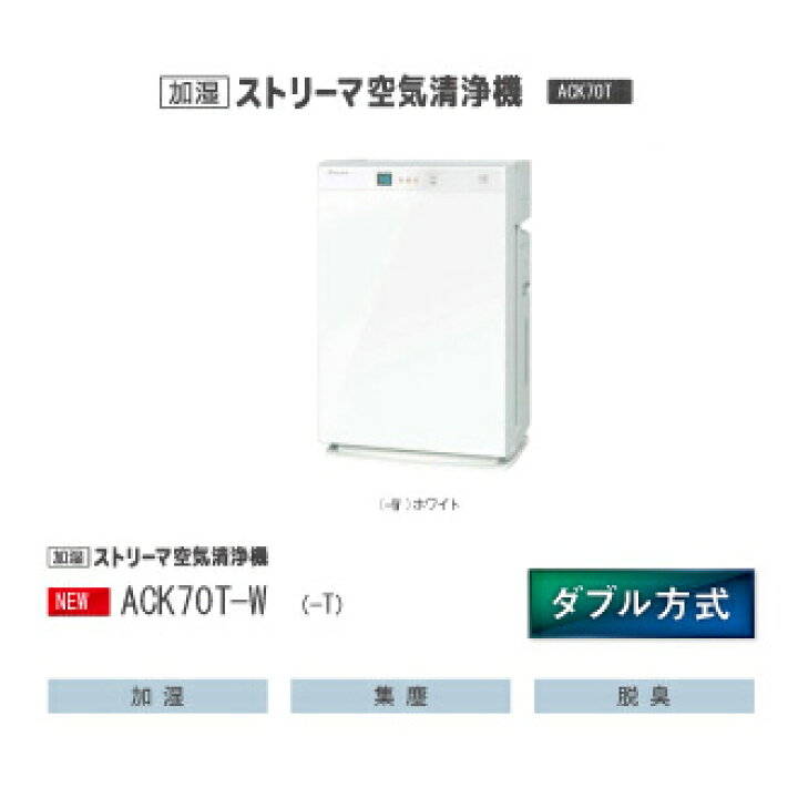 楽天市場】ダイキン 加湿ストリーマ空気清浄機 ACK70T-W ホワイト 空清 