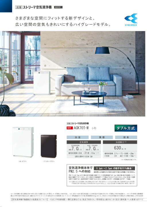 楽天市場】ダイキン 加湿ストリーマ空気清浄機 ACK70T-W ホワイト 空清 