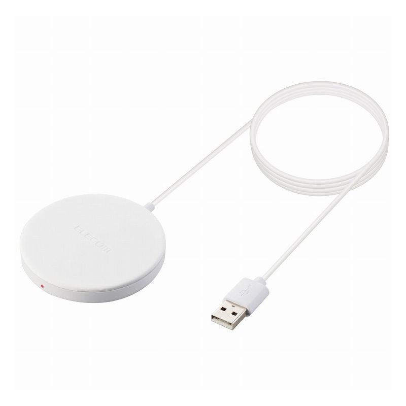 （お得な特別割引価格）エレコム ELECOM ワイヤレス充電器 5W マグネット内蔵 卓上 ケーブル一体型 iPhone Airpods 1m ホワイト W-MA01WH(代引不可)