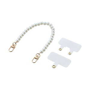 スマホストラップ 手首 ハンド ストラップ 約16cm パールタイプ ストラップシート付 携帯ストラップ 落下防止 iPhone Android スマホ 各種対応 パール P-STHPAL(代引不可)【メール便配送】【送料無