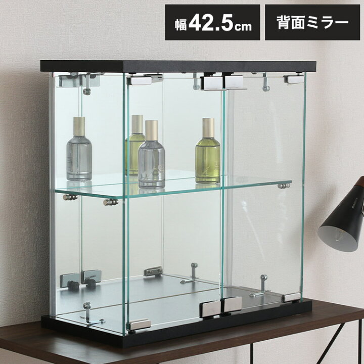 楽天市場】コレクションケース 卓上タイプ ガラス窓 背面ミラー 飾り棚 