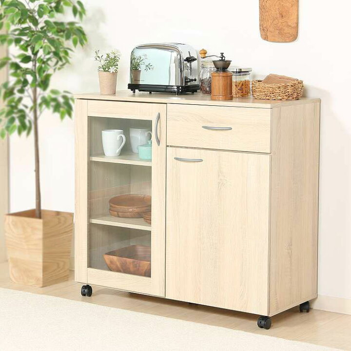楽天市場】キッチン収納キャビネット 90×40 キッチンボード キャスター  