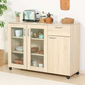 キッチン収納キャビネット 115×40 キッチンボード キャスター付き キッチンカウンター キャビネット キッチン収納(代引不可)【送料無料】