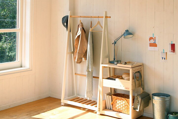楽天市場】天然木 キャスター付き A型ハンガーラック ツートンハンガー 