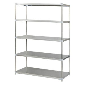 【※法人様限定販売】【燕三条製】 PROFACE SUS304ステンレスソリッドシェルフ5段 600×1200×1800 SUS304ステンレスポール スチールラック スチールシェルフ ラック キッチンラック レンジラック(代