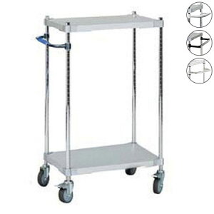 【燕三条製】 PROFACE ガルバリウムソリッドシェルフワゴン2段 350×600×900 クロムメッキポール キャスター付き スチールワゴン キッチンワゴン 業務用 業務用ワゴン(代引不可)【送料無料】