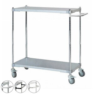 【燕三条製】 PROFACE ガルバリウムソリッドシェルフワゴン2段 460×900×900 クロムメッキポール キャスター付き スチールワゴン キッチンワゴン 業務用 業務用ワゴン(代引不可)【送料無料】