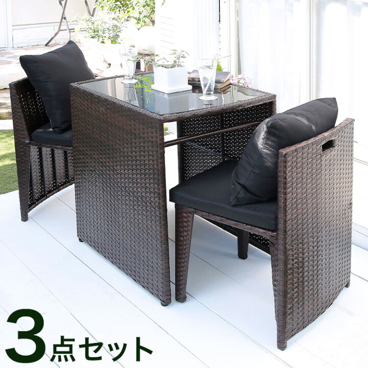 楽天市場】ラタン調 ガーデンダイニングセット スクエア型 完成品 