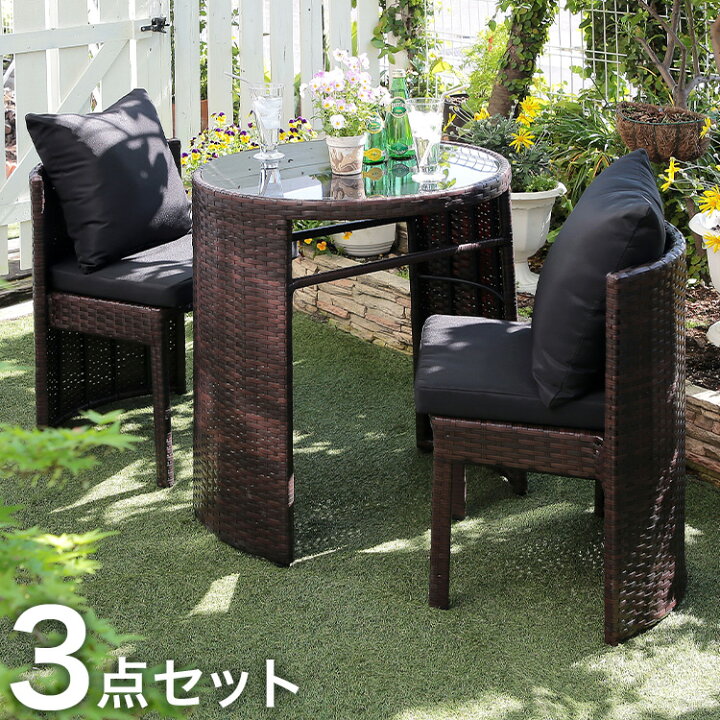 楽天市場】ラタン調 ガーデンダイニングセット サークル型 完成品 
