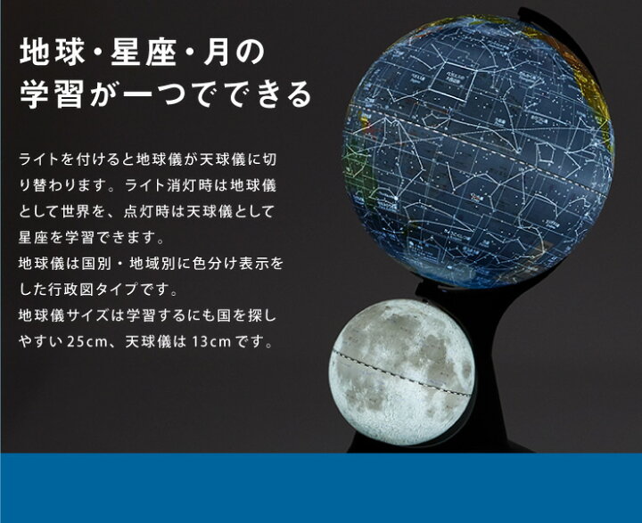楽天市場】レイメイ藤井 ライト付き二球儀(地球儀/天球儀/月球儀 