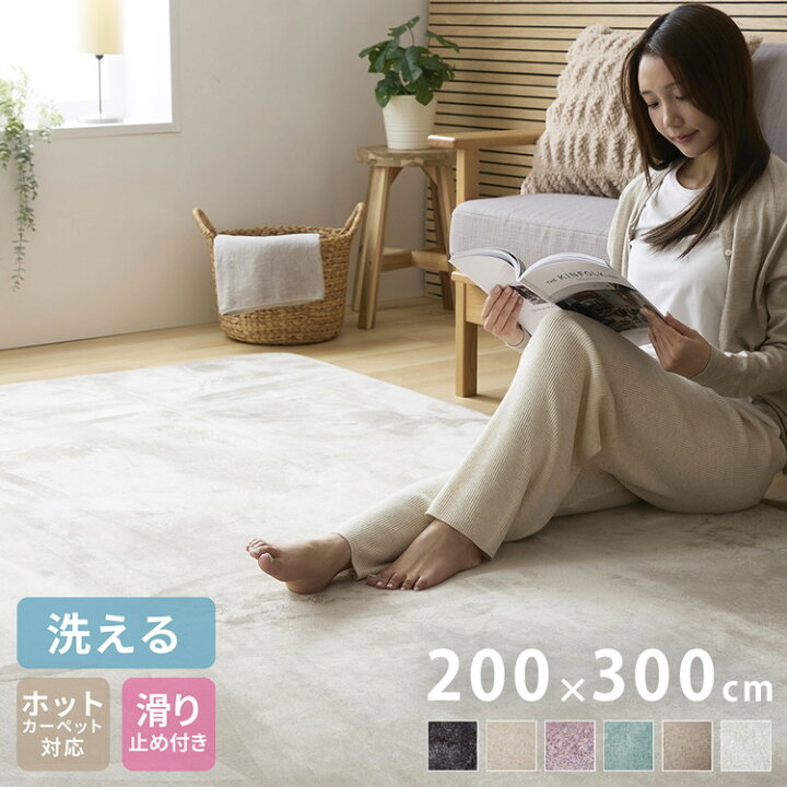 楽天市場】洗えるラグマット 200×300cm 長方形 滑り止め付 ホット 