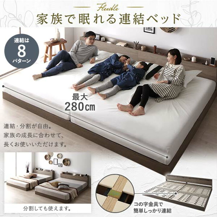 楽天市場】ベッド ダブル 国産ポケットコイルマットレス付き 