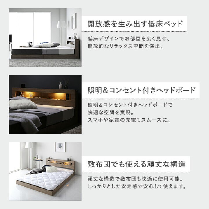 楽天市場】ベッド セミシングル ベッドフレームのみ ブラック 低床 