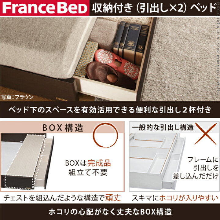 楽天市場】日本製 フランスベッド ヘッドレス ベッド セミダブル 
