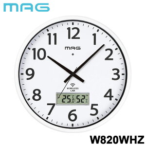 MAG マグ 掛け時計 壁掛け時計 Wi-Fiと接続 無線LAN アナログ時計 直径36.8cm 温度計 湿度計 温湿度計 連続秒針 静音 見やすい シンプル 事務所 オフィス リビング 地下 ホワイト W820WHZ ノア精密【