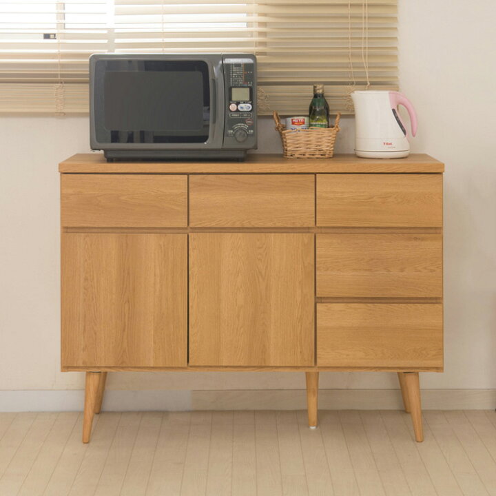 楽天市場】日本製 キッチンカウンター 幅110cm ナチュラル 収納型 