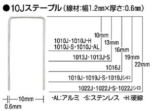 MAX ステンレスステープル 肩幅10mm 長さ22mm 5000本入り【1022J-S】(土木作業・大工用品・釘打機)【送料無料】