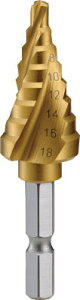 TRUSCO 六角軸ステップドリル 3枚刃チタンコーティング 4〜18mm【3S-NMS-18G】(穴あけ工具・ステップドリル)【送料無料】