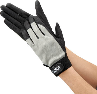 ＴＲＵＳＣＯ ＰＵ薄手手袋エンボス加工 買い物 グレー Ｌ 出色 TPUM-G-L 人工皮革手袋 作業手袋 合成皮革