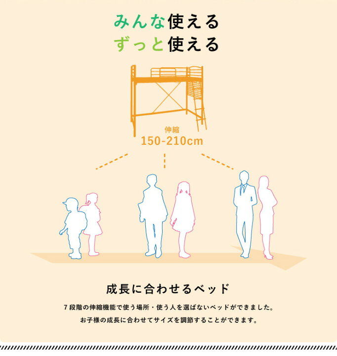 楽天市場】ベッド シングル のびのびロフトベッド 専用マットレスト 